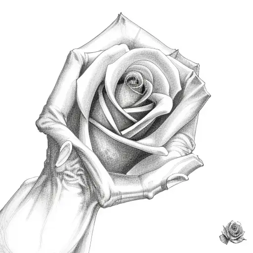A Skeletons Hand Holding A Rose