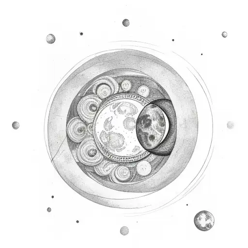 Poppy Flower With The Moon Phases