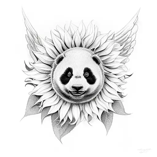 Sunflower Panda Angel Wings