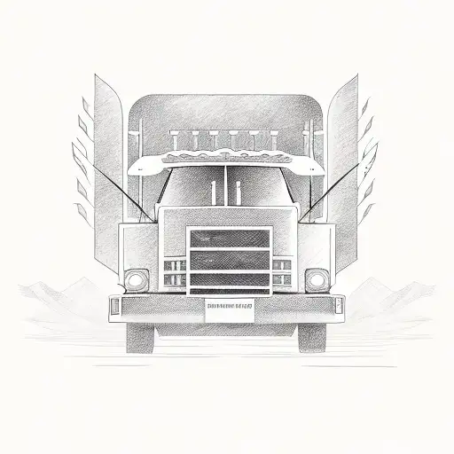 An Intricate Design Of A Cdl Truck Intertwined With A Jet Airplane