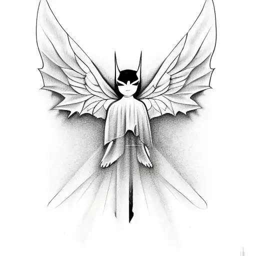 Abstract Bat Bird Butterfly Biblically Accurate Angel Line Work Words