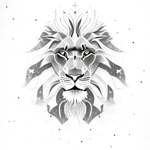 A Black Lion With Constellations As Its Mane