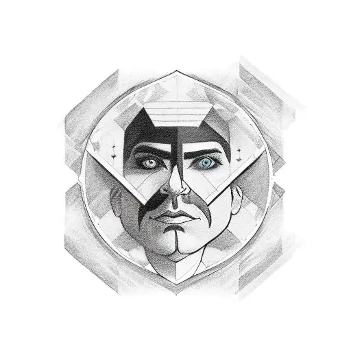 A Sketch-style Tattoo Of The Black Lodge With The Floor Pattern And The Man From Another Place