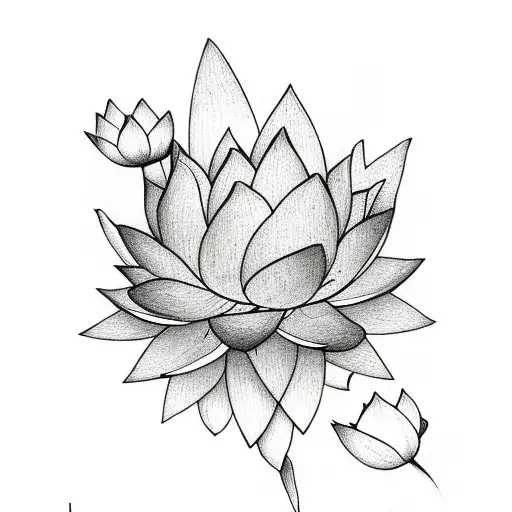 Lotus Flower On Water At Full Moon