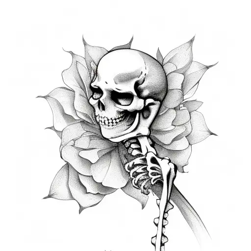 Skeleton Arm Holding Flowers