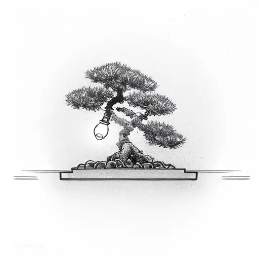 Broken Light Bulb With Bonsai Tree Growing Out The Light Bulb