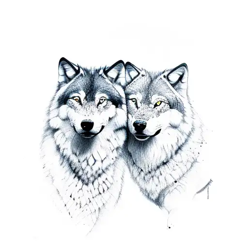 2 Black And White Wolves Smilling