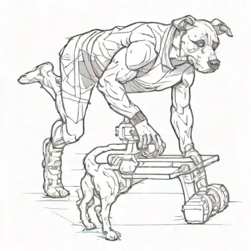 A Sketch Of A Person Doing A Workout With Their Dog Mimicking The Exercise Beside Them