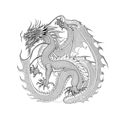 Dragon And Chinese Symbol For Rightousness