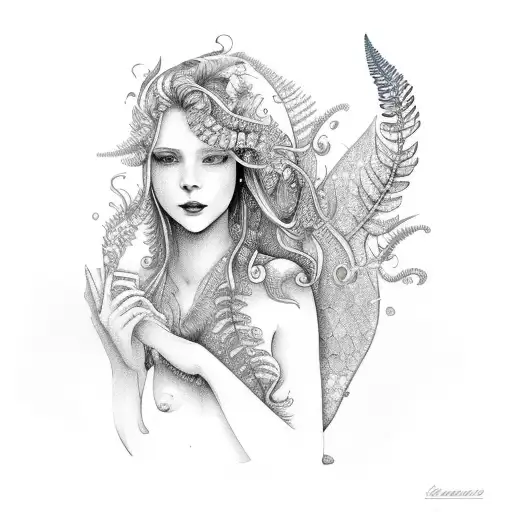 Mermaid Incorperated With A Nz Fern Leaf As Tale