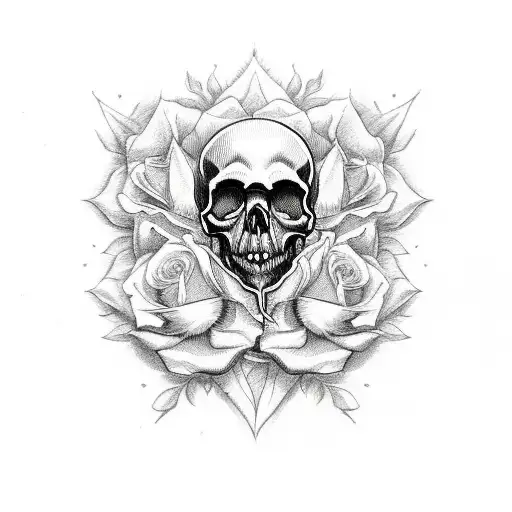Skull Knife Roses