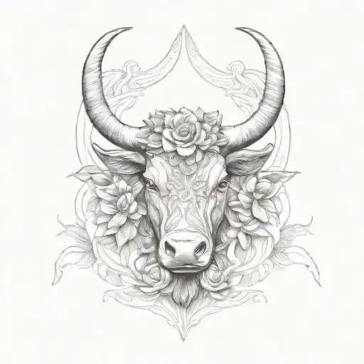 Taurus Bull With Flowers