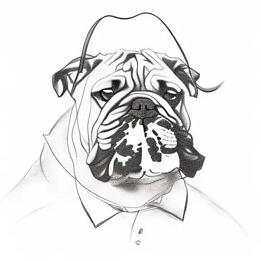 A Sketch Of A Matador Riding A Bulldog Instead Of A Bull