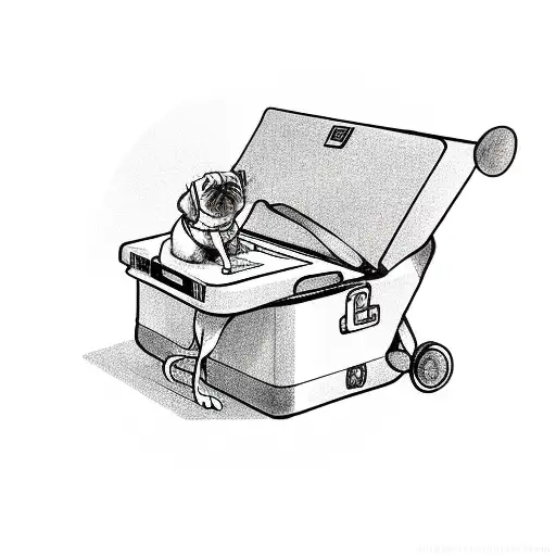 A Dog Playing A Video Game On A Laptop While Sitting On Top Of A Suitcase