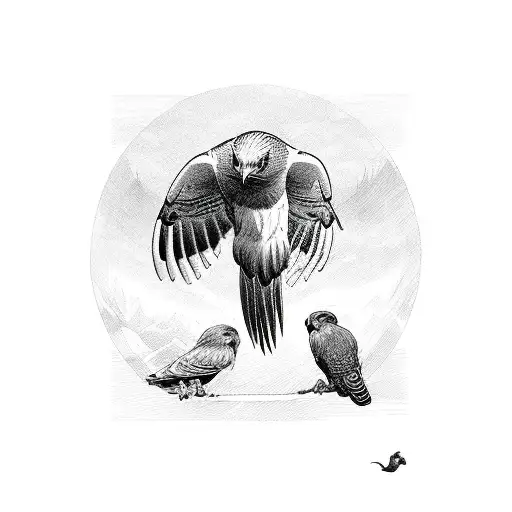 Hawk Protecting His Babies