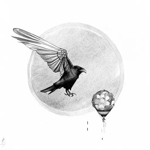 A Raven Catching A Butterfly In Its Claws