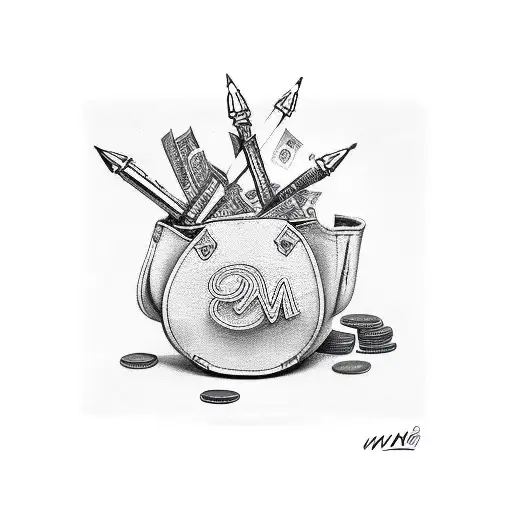 Word Mm On A Money Bag With Hundreds