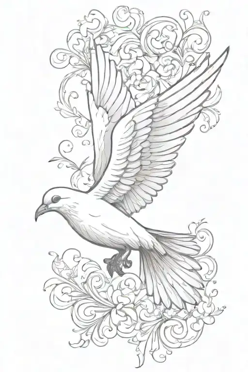 Dove With Scroll Twining