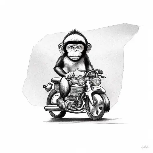 Cute Monkey On Motorbike