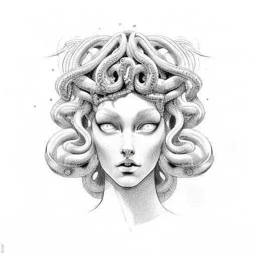 Medusa Front Facing Beautiful Sketchy