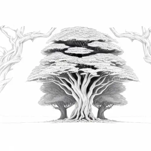 Close Up Of Large Tree With Pair Of Doors At The Base