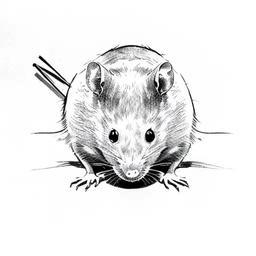 A Dark And Haunting Sketch Of A Rat With Intricate Details