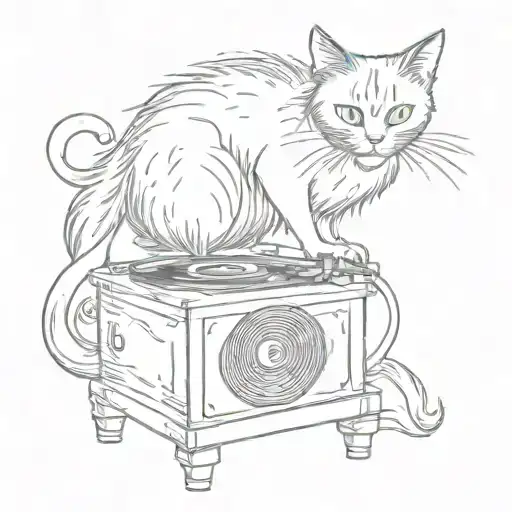 Black Cat Playing Record Spinning