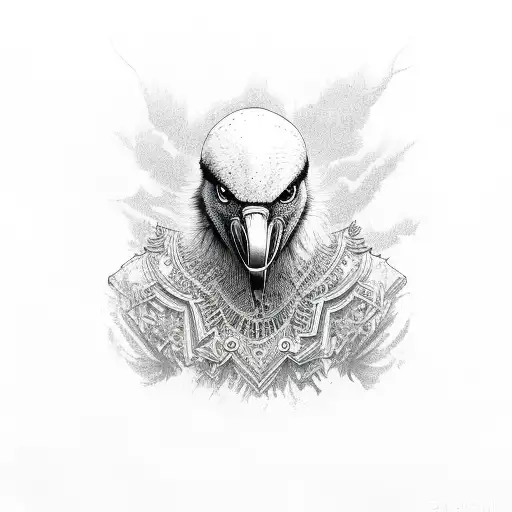 Cartoon Scary Vulture On Stoop