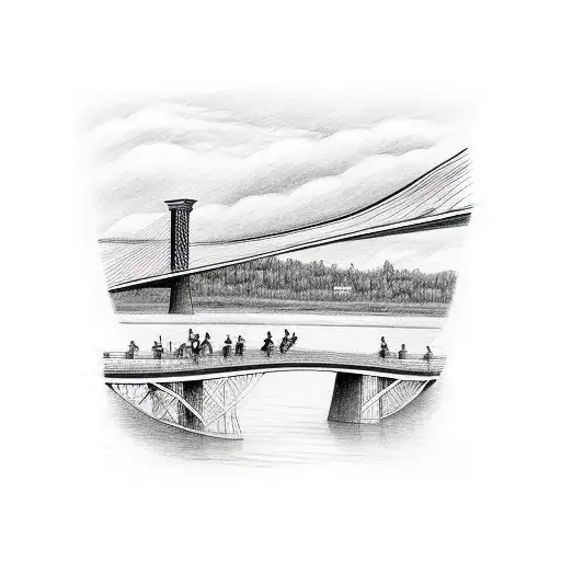 Hudson River Bridge 2 People Fishing