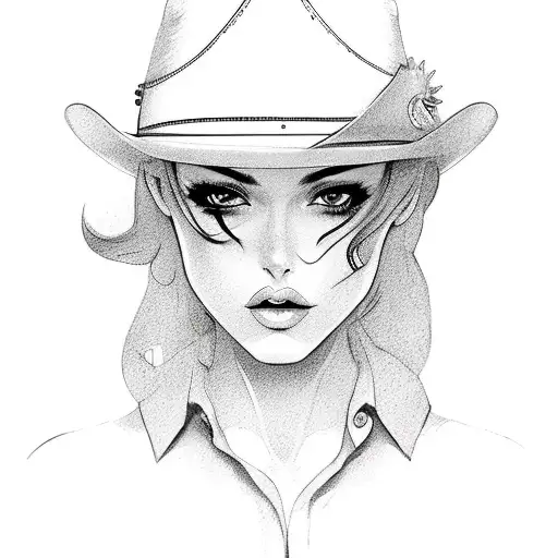 Sexy Woman With Cowboy Costume Smirking