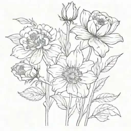 August November And June Birth Flower With Stems