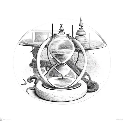 An Hourglass With An Oroborus Snake Surrounding The Hourglasses Center