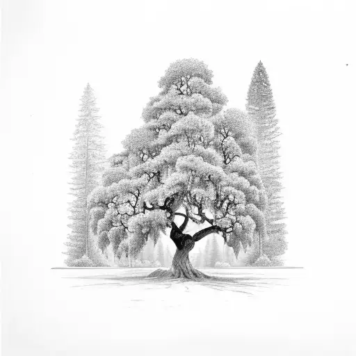 Large Tree With Pair Of Doors