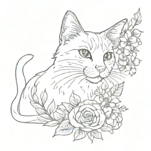 Flowers And Cat With Freckles