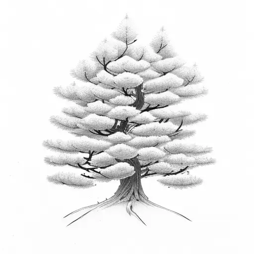 Pine Tree With Flowers