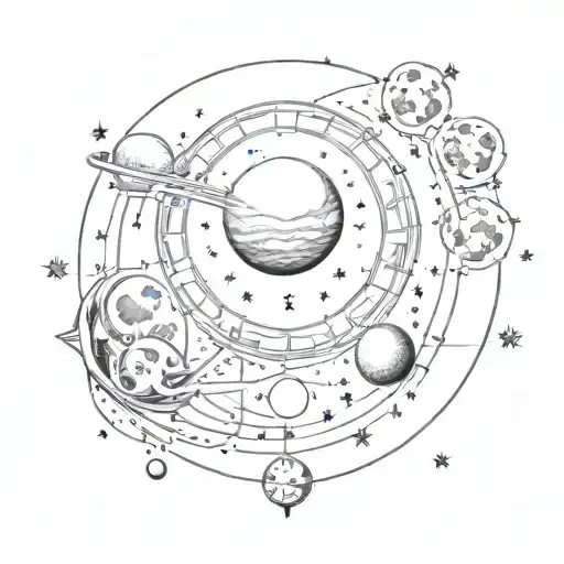 Horizontal Phases Of The Moon And The Stars Of The Orion Constellation
