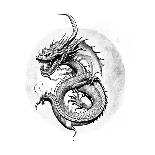 Macabre Dragon Devouring Its Own Tail In An Infinite Loop