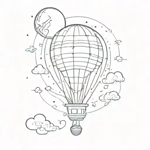 A Minimalist Tattoo Of A Birthday Balloon With A Call Center Phone Symbol Inside