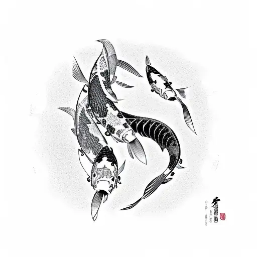 Koi Fish With Japanese Words
