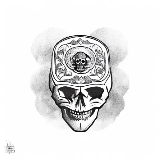 A Skull Wearing A Luchador Mask Surrounded By Mexican Flowers