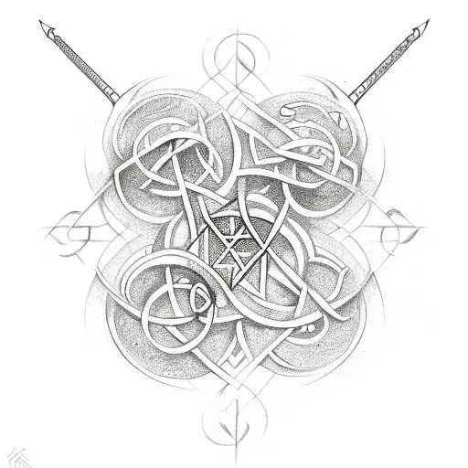 A Guitar Neck Intertwined With Lovecraftian Symbols And Runes