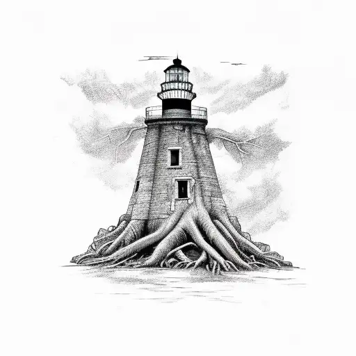 Tree Roots Turning Into A Lighthouse