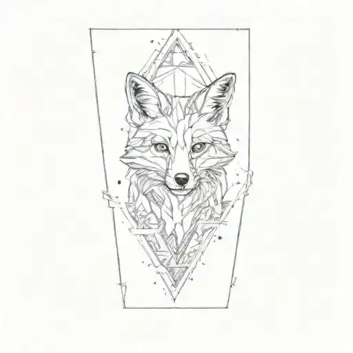 A Tattoo Of A Fox And A Triangle