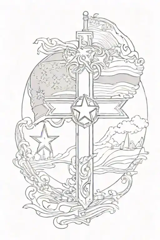 Dallas Texas With A Panamanian Flag And Christian Cross