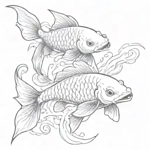 2 Gangster Koi Fish Swimming