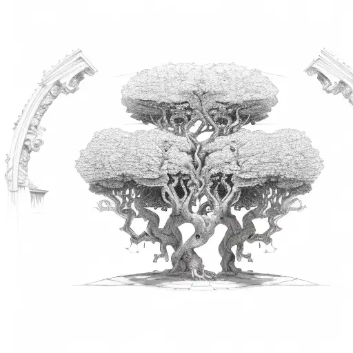 Close Up Of Large Tree With Pair Of Doors At The Base