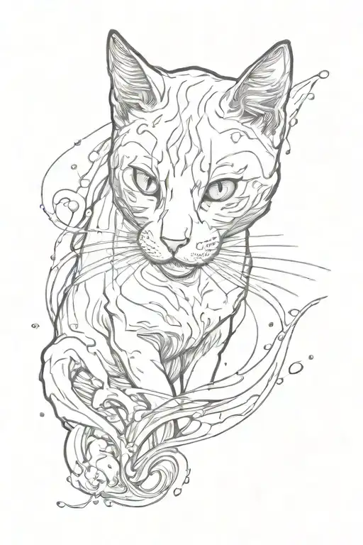 Cat And Water Flowing