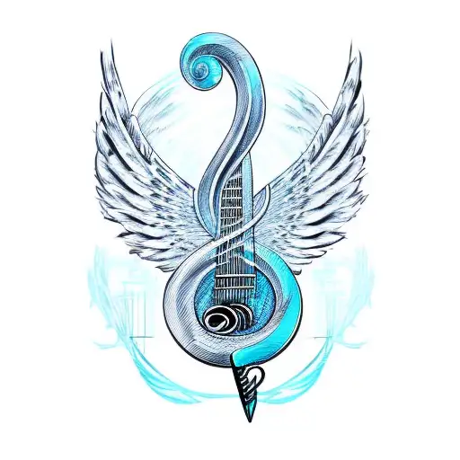 Treble Clef Shaped Electric Guitar With Wings