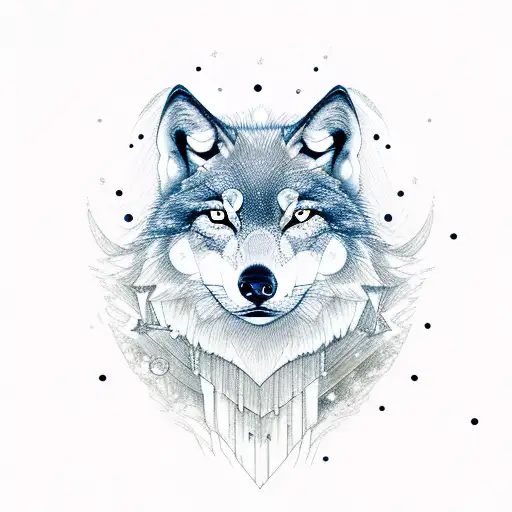 A Mesmerizing Wolf Howling At A Full Moon In A Starry Night Sky