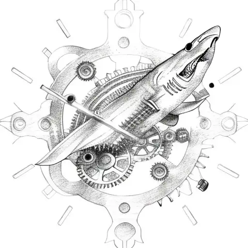 A Mechanical Shark With Gears And Cogs Inspired By Davinci's Mechanical Drawings